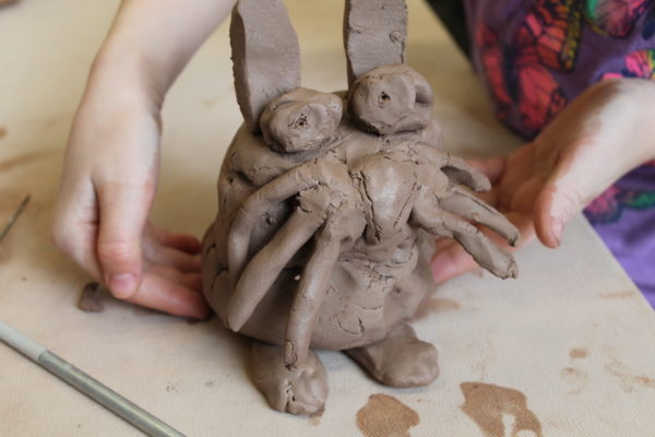 clay bunny created by a young artist
