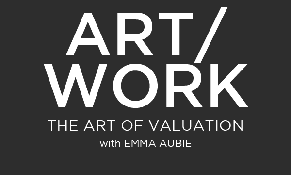 Wordmark for Art/Work Professional Development against a dark background.