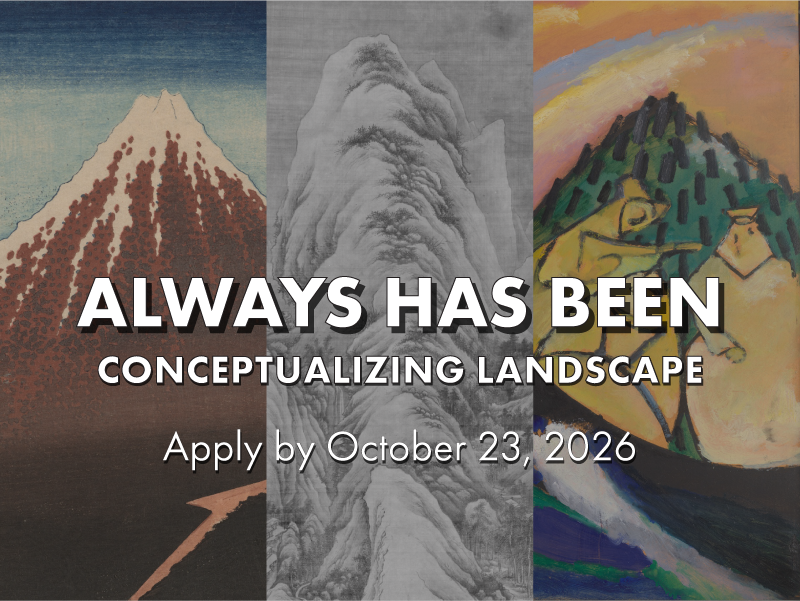 Collage of 3 mountain landscapes in different art styles / art mediums with the words "Always Has Been" on top